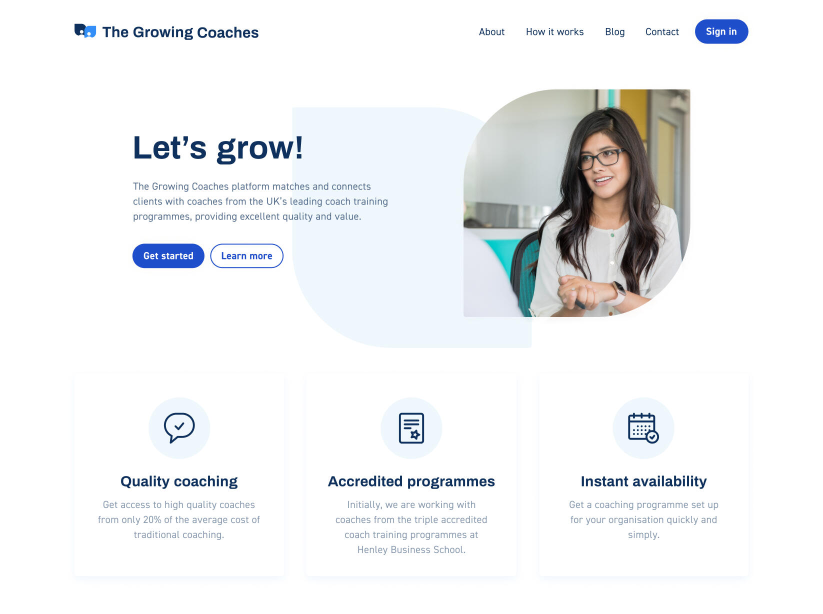 The Growing Coaches' EdTech platform homepage