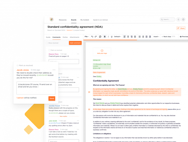 Digital confidentiality agreement - legal tech product design