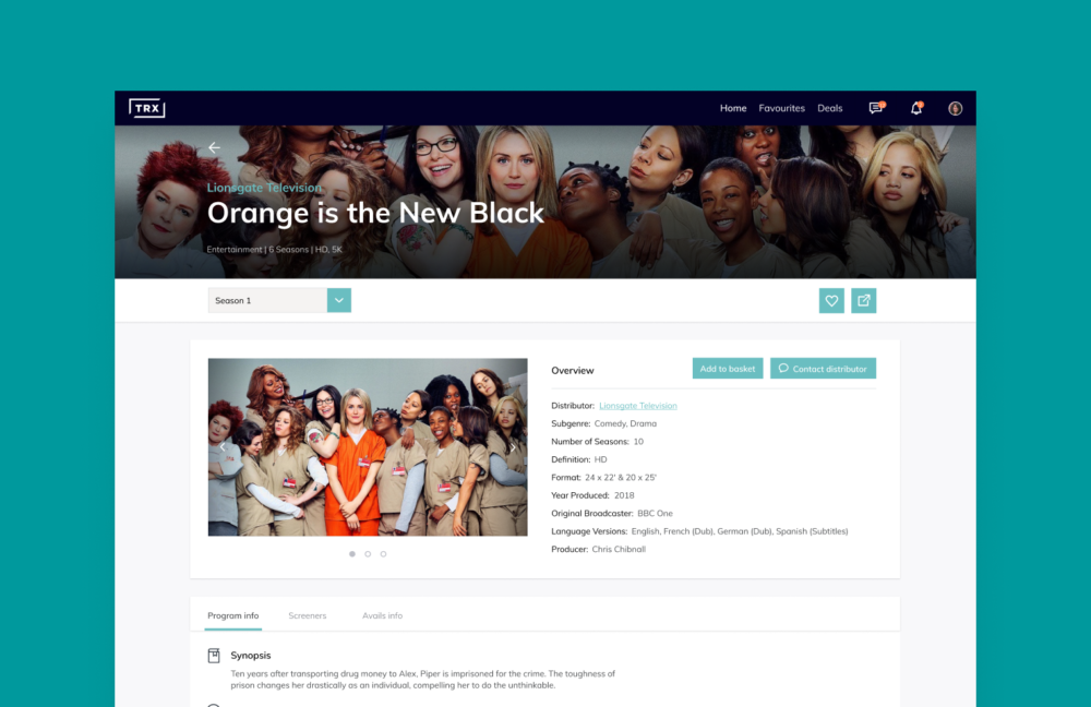 Design for a TV show page