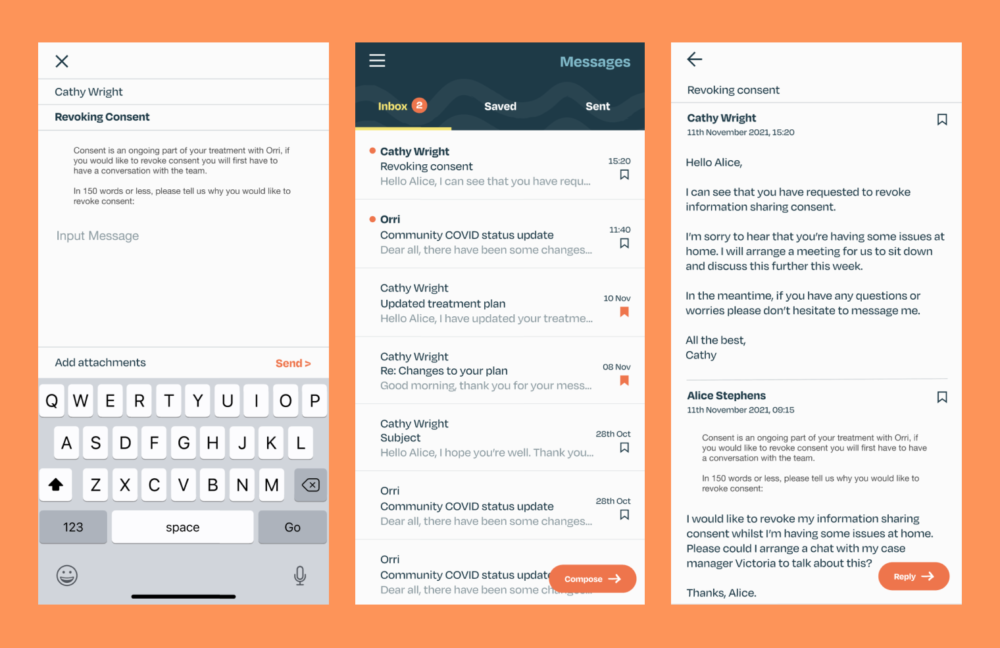 Digital Product Design for Healthtech Digital Product Orri information consent mobile screens