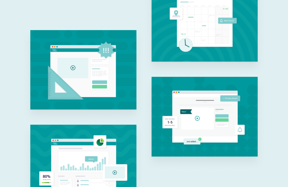 Wireframe design for videos, graphs and calendars