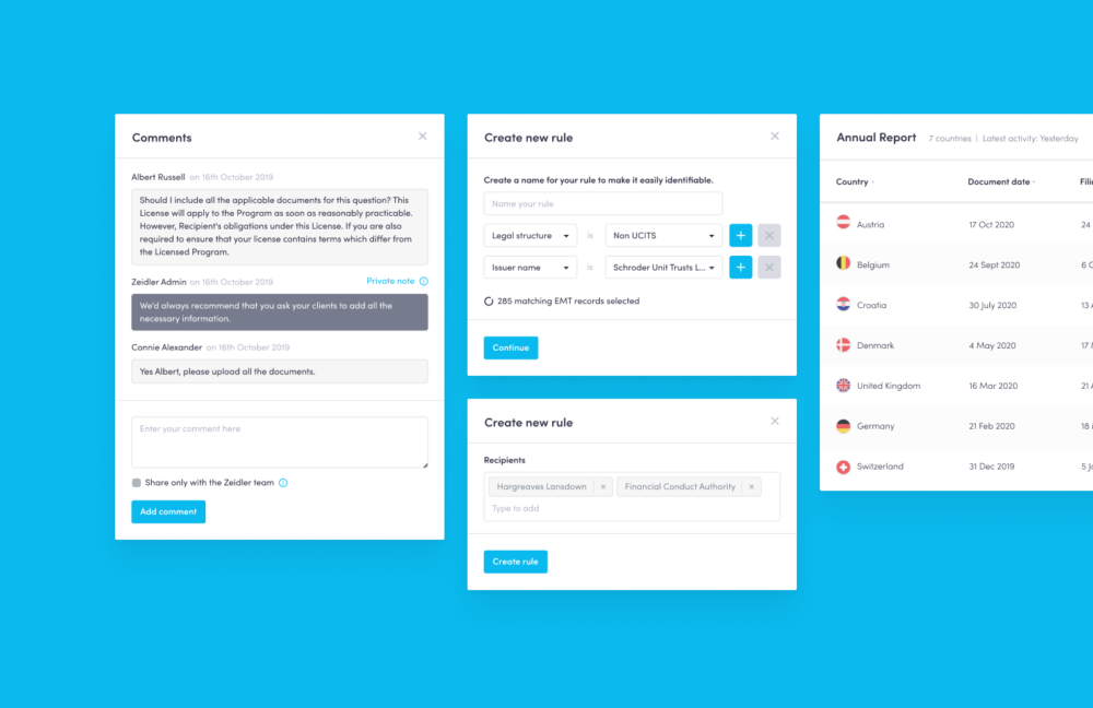 Component UI designs for the Zeidler Swift product design