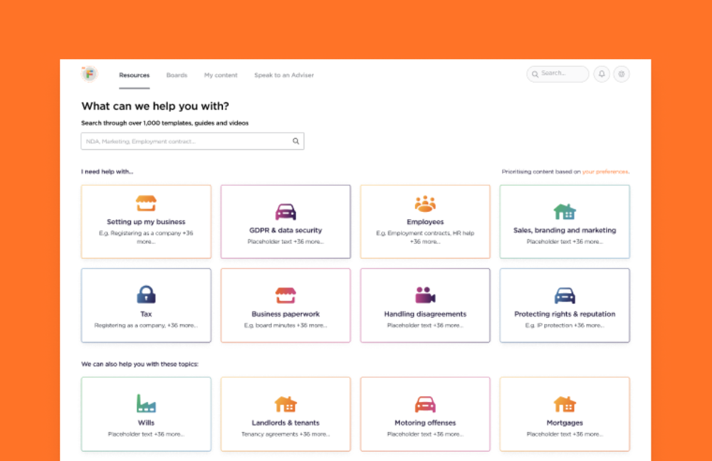 Dashboard design for law tech product