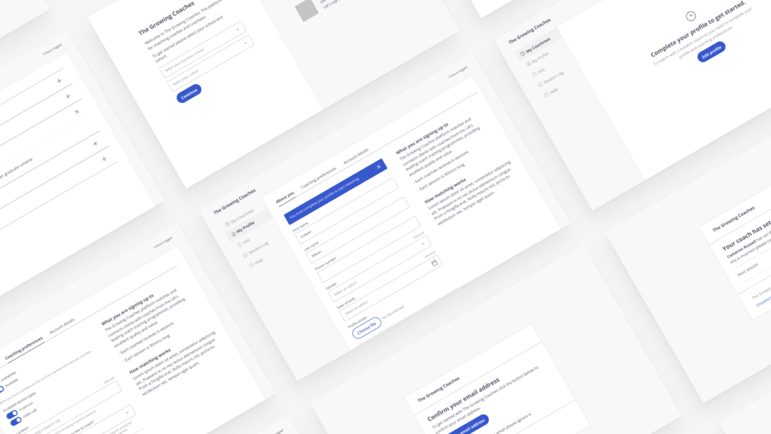 Wireframe design for the Edtech platform
