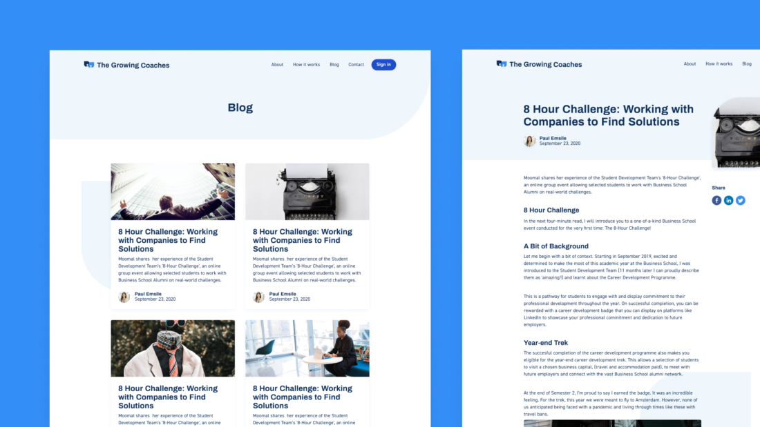 Blog page design