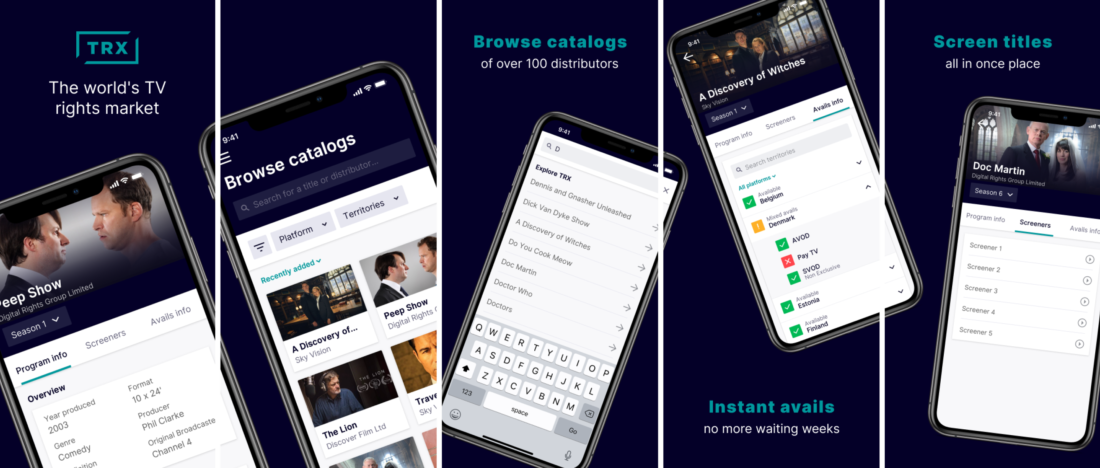 Tv show information page mobile design, listing page mobile design, search page mobile design,